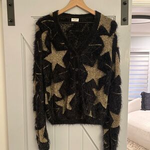 Saint Laurent Black and Gold Star Cardigan